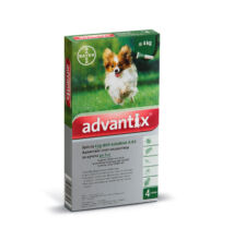 Advantix spot-on kutyáknak, 4 kg alatt,  4 x 0,4 ml kullancsok, bolhák és lepkeszúnyogok ellen