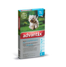 Advantix spot-on kutyáknak, 4-10 kg-ig,  4 x 1 ml kullancsok, bolhák és lepkeszúnyogok ellen