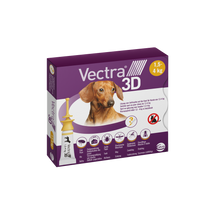 Vectra 3 D XS (1,5-4 kg)  rácsepegtethető oldat kistestű kutyák részére  1 doboz/ 3 pipetta