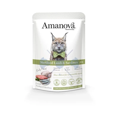 AmaNova Cat GF Pouch P13 Sterilised Lamb & Sardines 85g