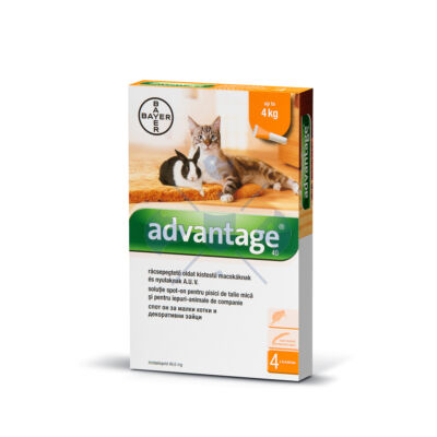 Advantage 40 Cat/Rabbit, 0,4 ml x 4 tubus, macskák és nyulak bolhásságának megelőzésére és kezelésére
