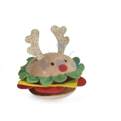 Sípoló karácsonyi hamburger plüss játék kutyáknak – 13cm