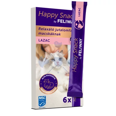 Happy Snack by FELIWAY, krémes, relaxáló jutalomfalat macskáknak, lazac 6 db