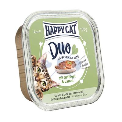 Happy Cat Duo Pástétomos Falatkák szárnyas és bárány alutálcás 12×100g