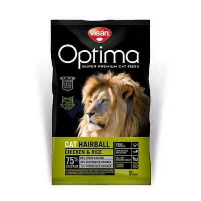 Visán Optimanova Cat Hairball Chicken and Rice 8kg