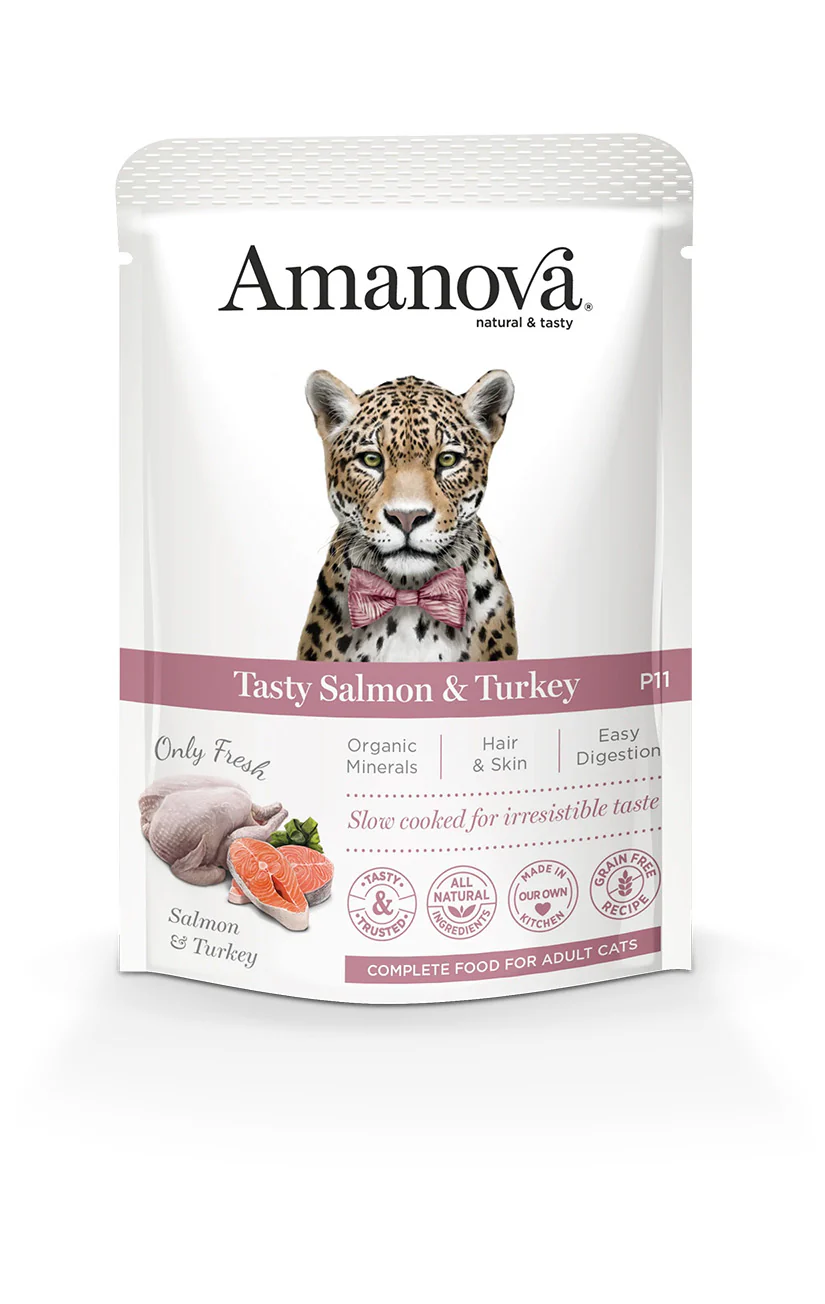 AmaNova Cat GF Pouch P11 Adult Salmon & Turkey 85g