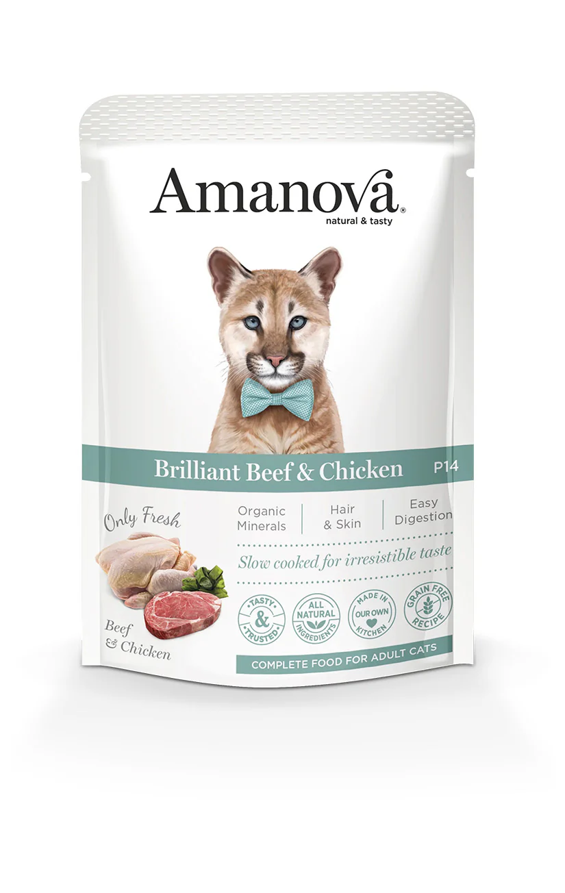 AmaNova Cat GF Pouch P14 Brilliant Beef & Chicken 85g