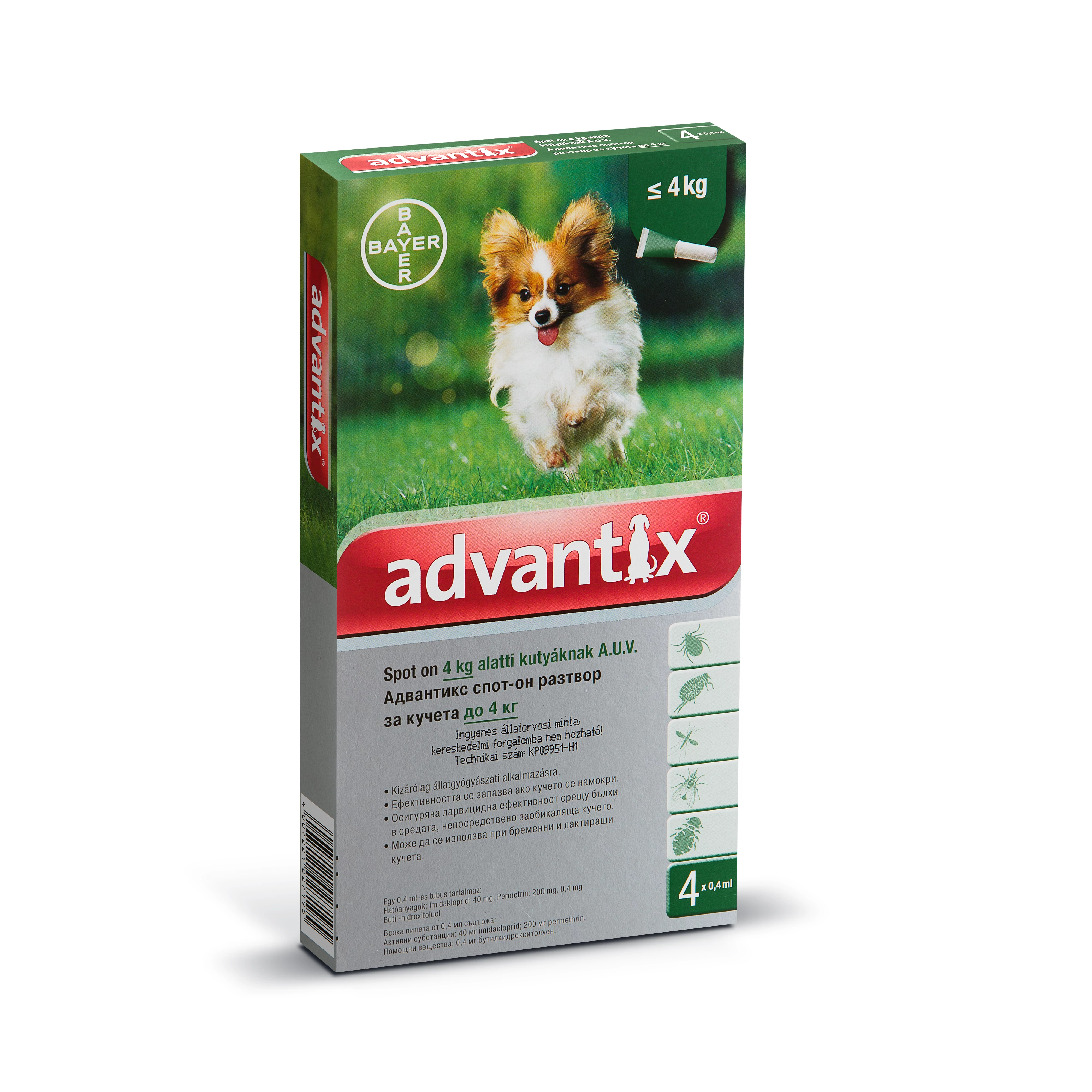 Advantix 4kg alatti kutyáknak 4x0,4ml