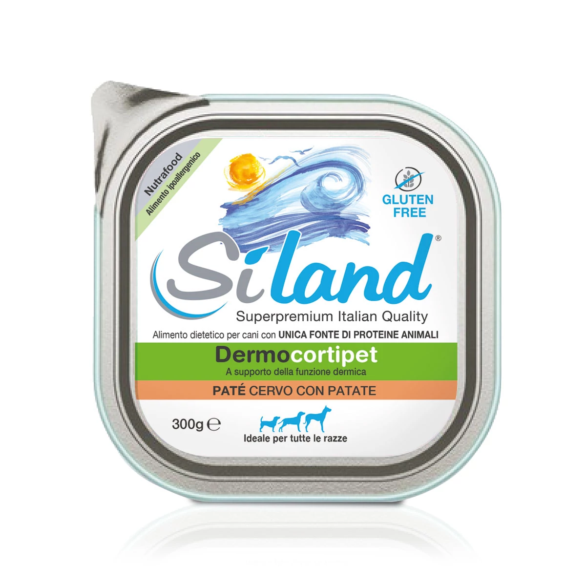 SILAND Dermocortipet  Hipoallergén MONOPROTEIN  szarvashús és burgonya alutálcás 300g