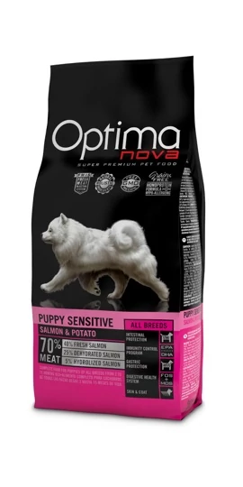 Visán Optimanova Dog Puppy Sensitive Salmon and Potato 12kg